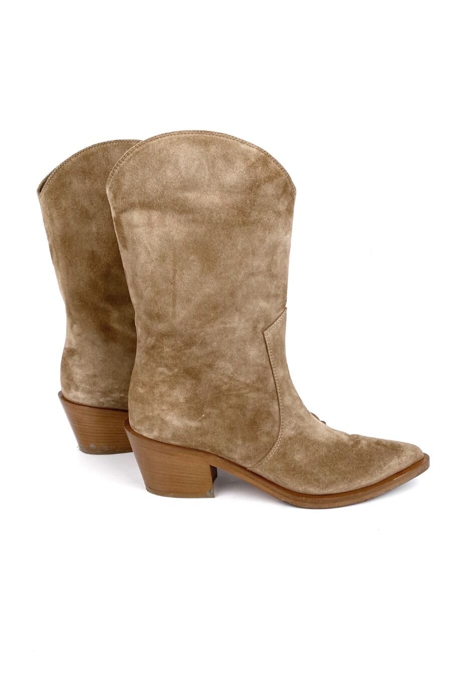 image 5 Замшевые высокие казаки песочного цвета