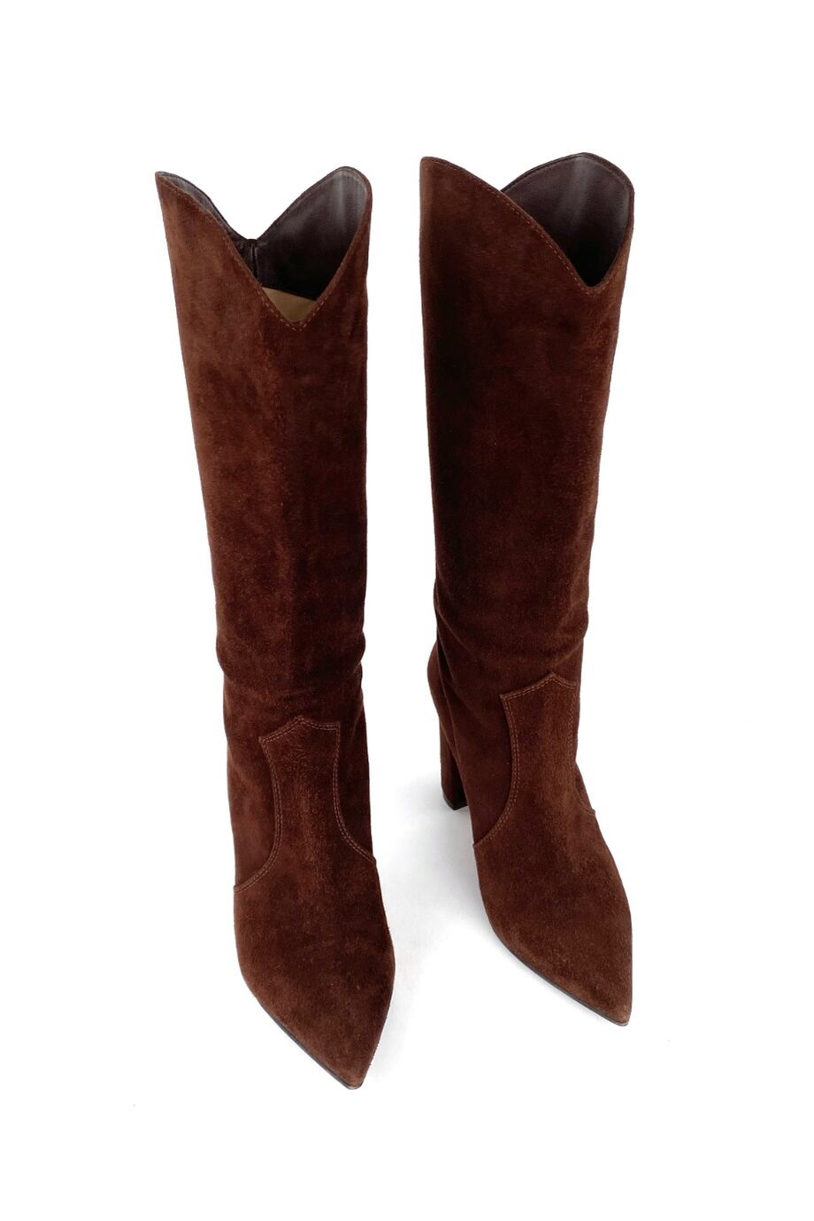 image 2 Замшевые сапоги коричневого цвета