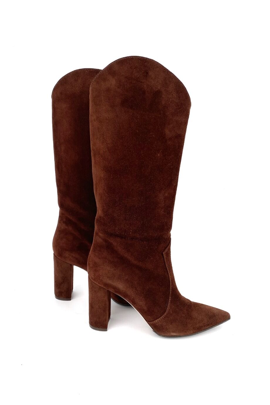 image 5 Замшевые сапоги коричневого цвета