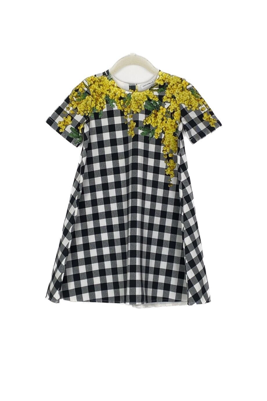 image 1 Детское платье в черно-белую клеточку с мимозами