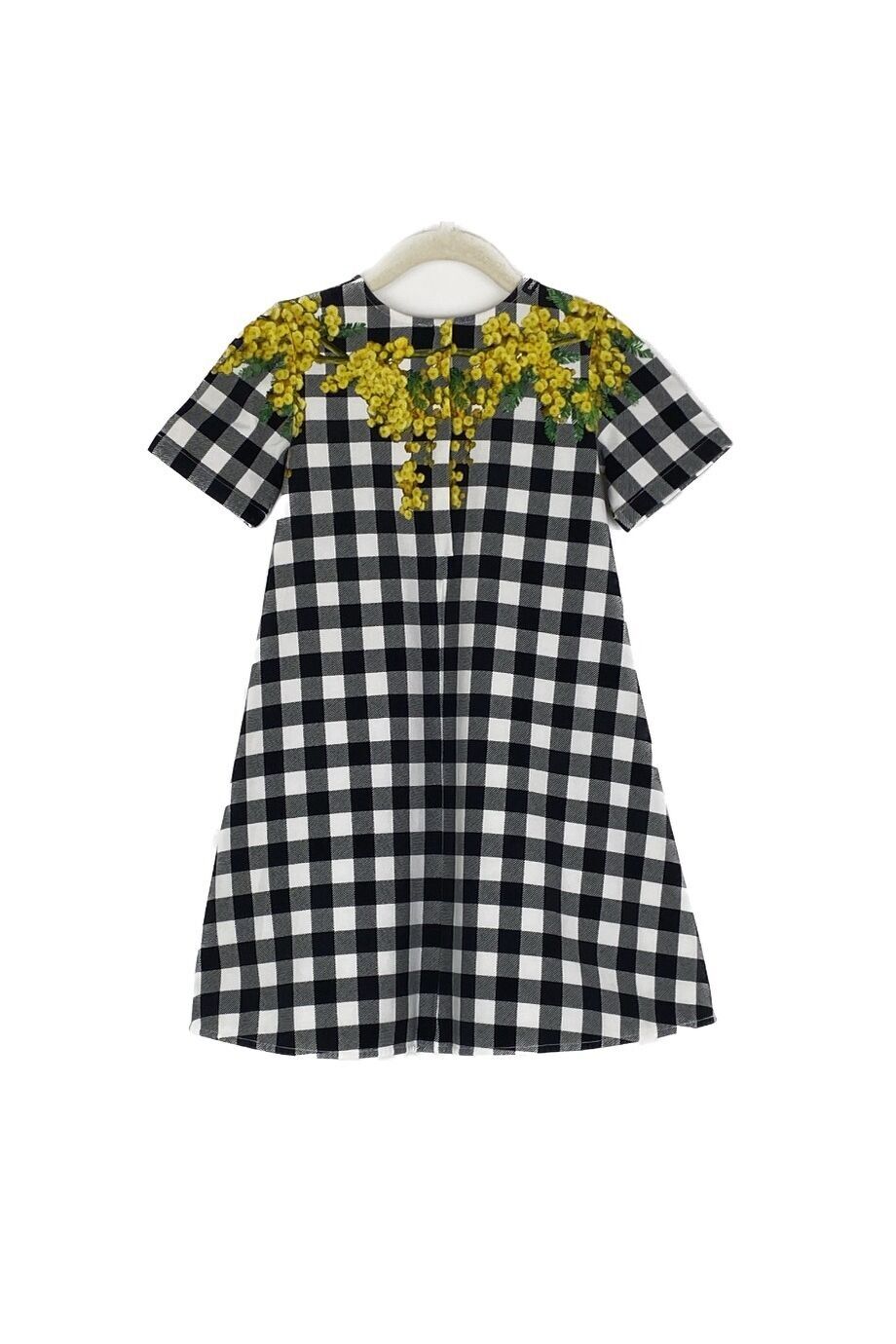 image 2 Детское платье в черно-белую клеточку с мимозами