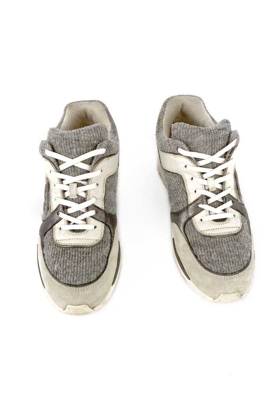 image 2 Кроссовки комбинированные белые с серым