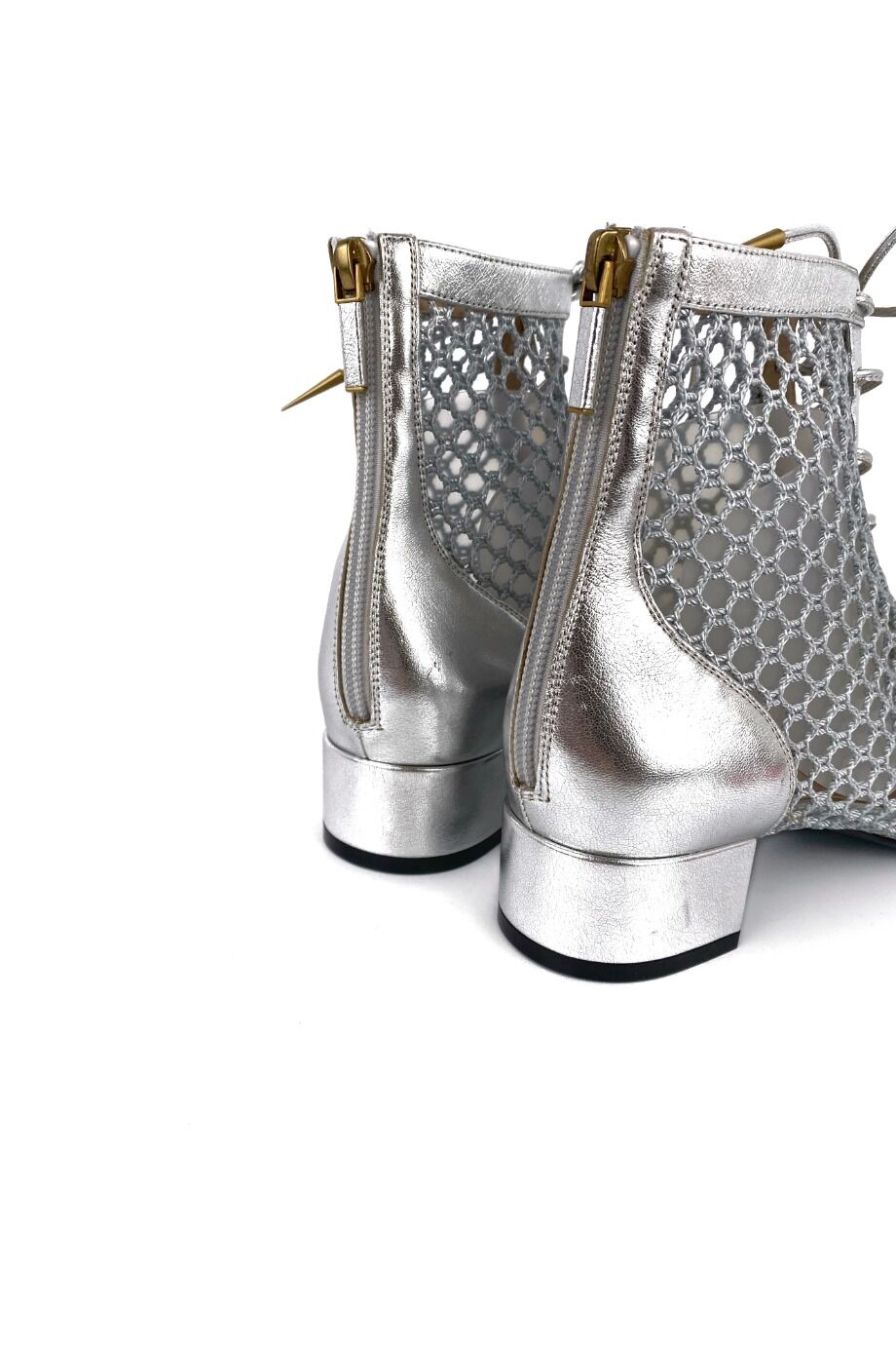 image 4 Ботильоны серебристого цвета в сеточку на шнуровке