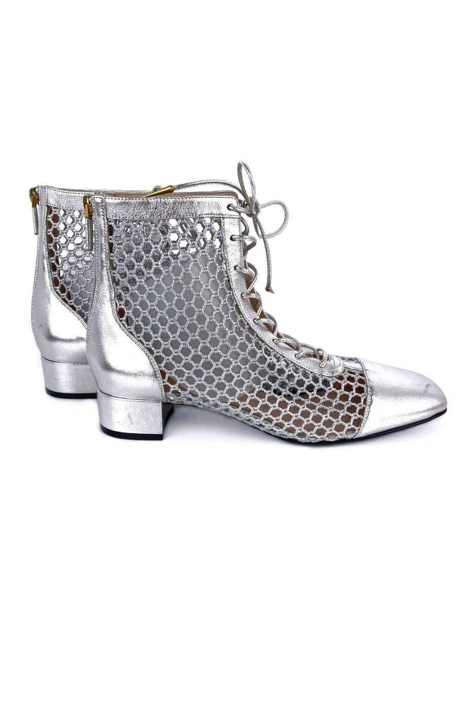 image 5 Ботильоны серебристого цвета в сеточку на шнуровке