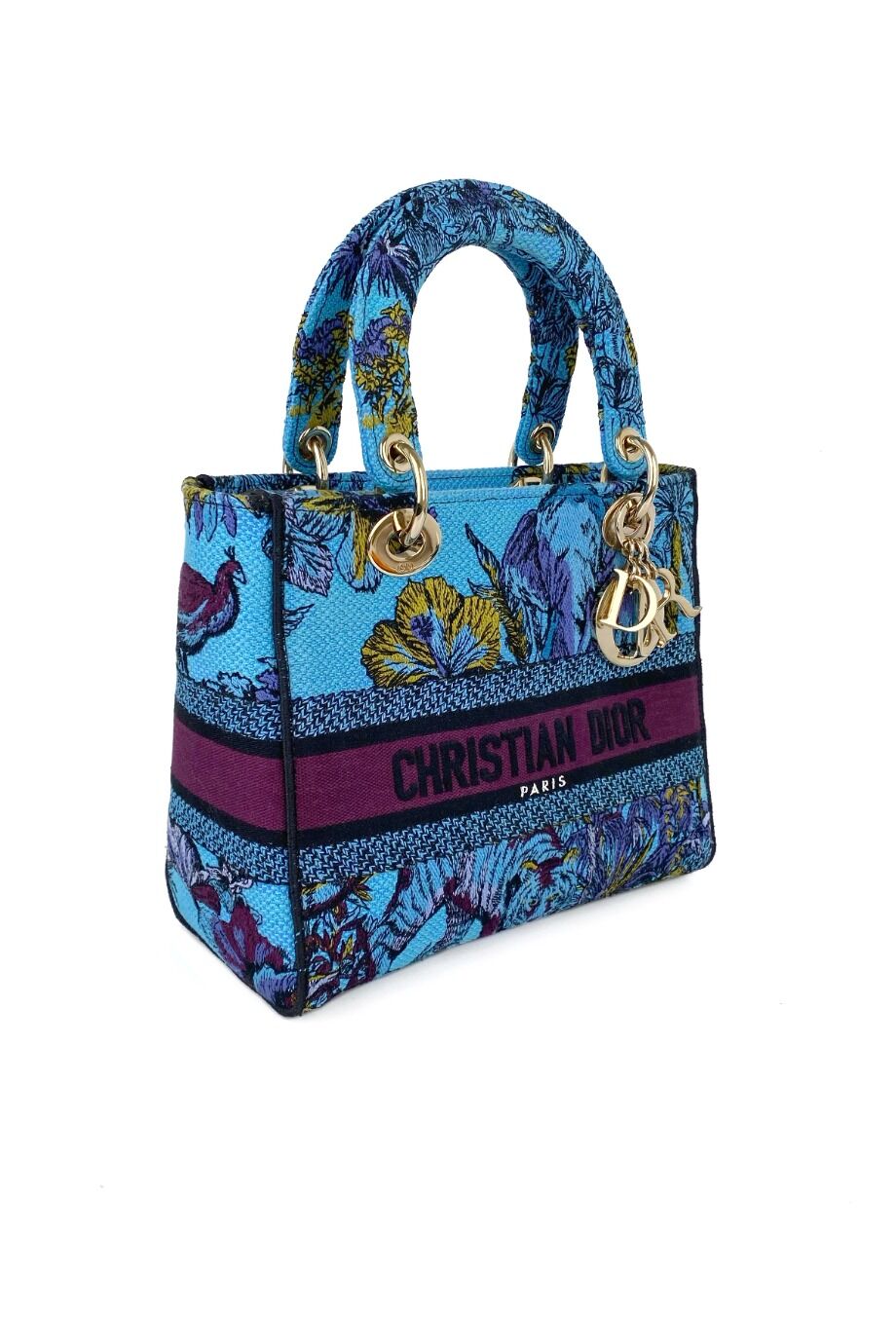 image 3 Сумка Lady D из текстиля бирюзового цвета с вышивкой