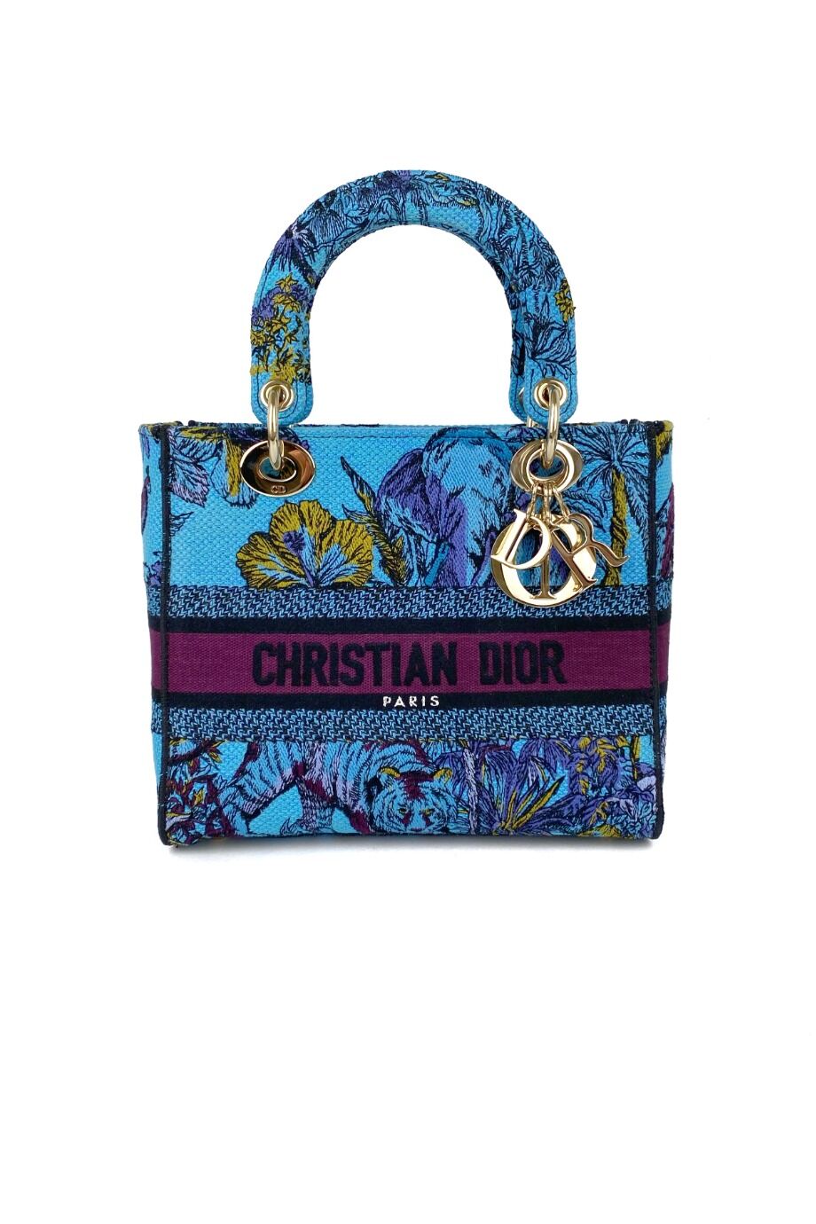 image 2 Сумка Lady D из текстиля бирюзового цвета с вышивкой