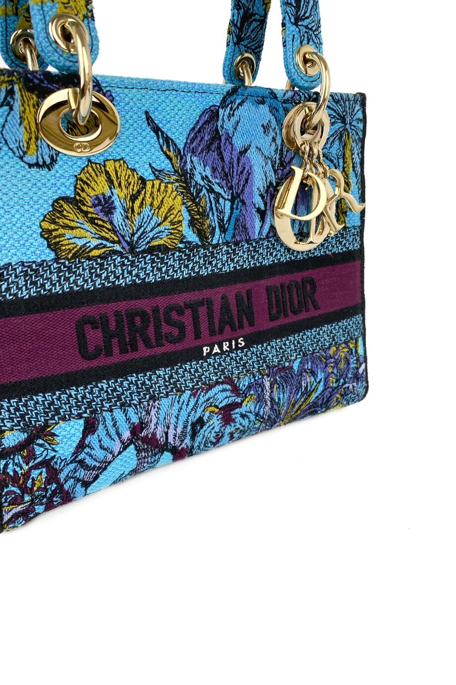 image 4 Сумка Lady D из текстиля бирюзового цвета с вышивкой