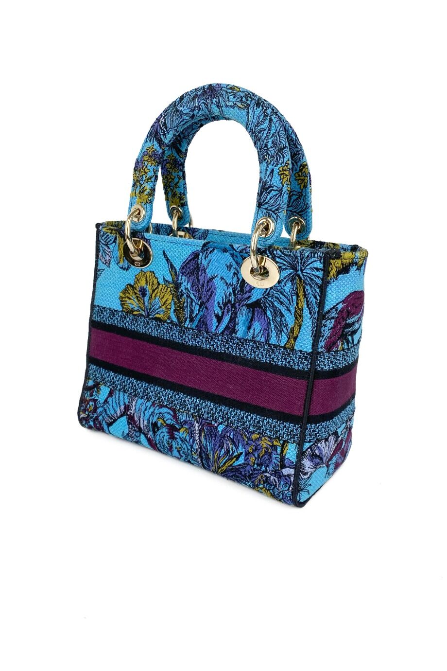 image 5 Сумка Lady D из текстиля бирюзового цвета с вышивкой