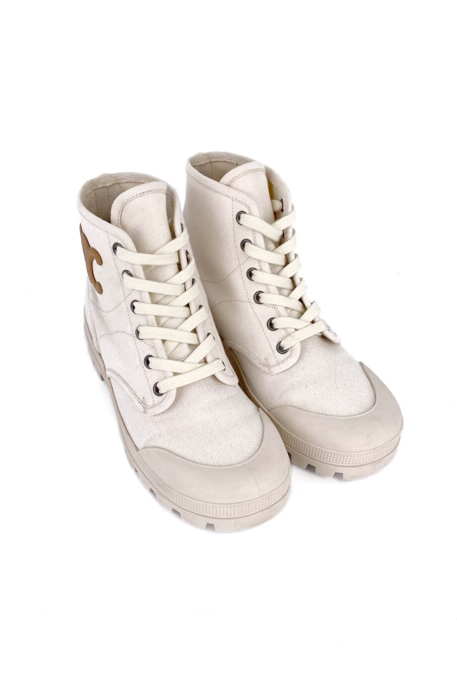 image 1 Ботинки молочного цвета из текстиля с резиновыми носиками