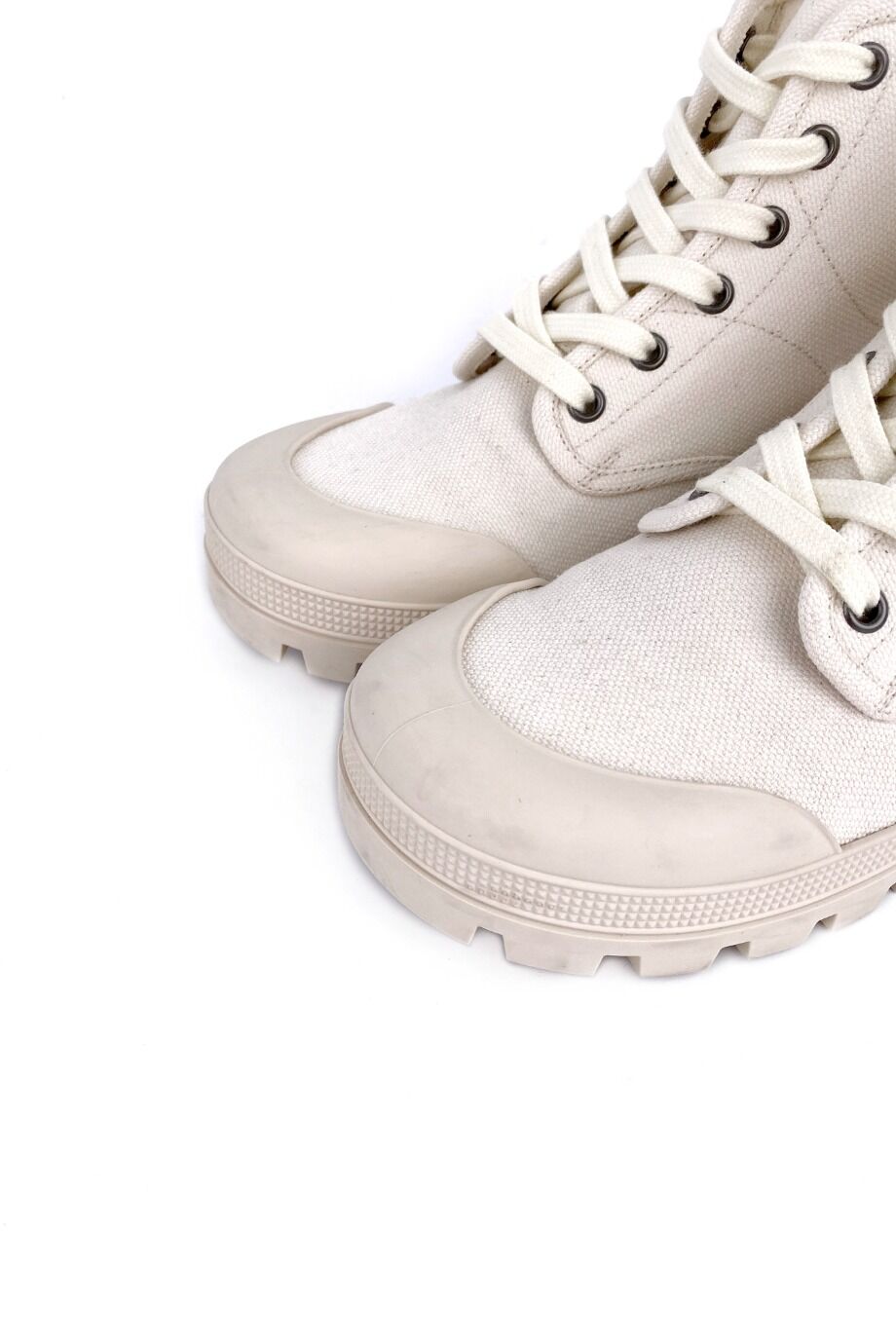 image 3 Ботинки молочного цвета из текстиля с резиновыми носиками