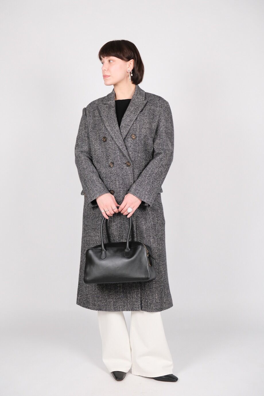 image 2 Двубортное пальто в елочку