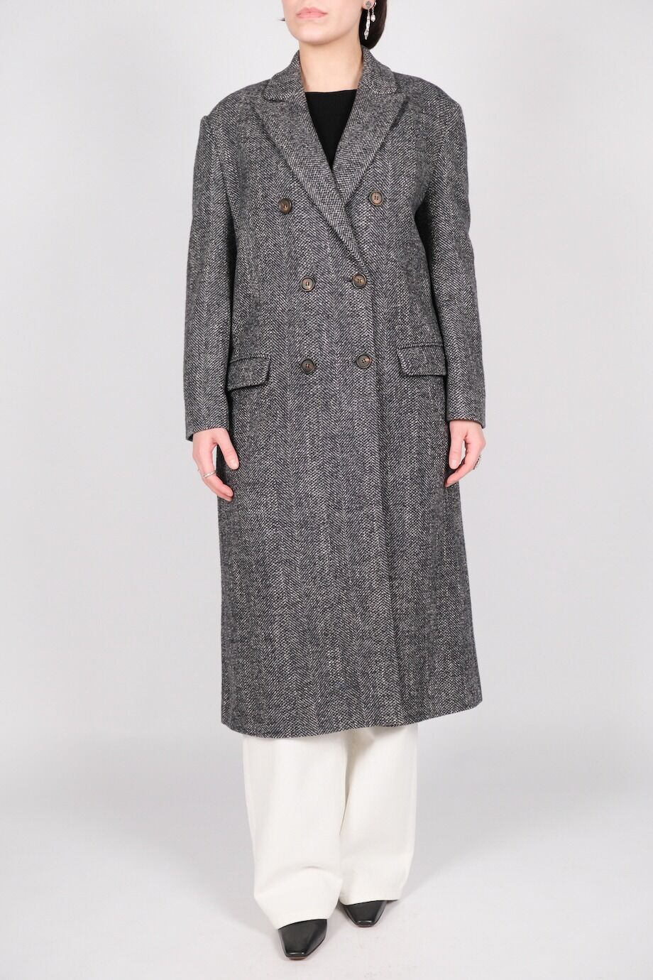 image 4 Двубортное пальто в елочку