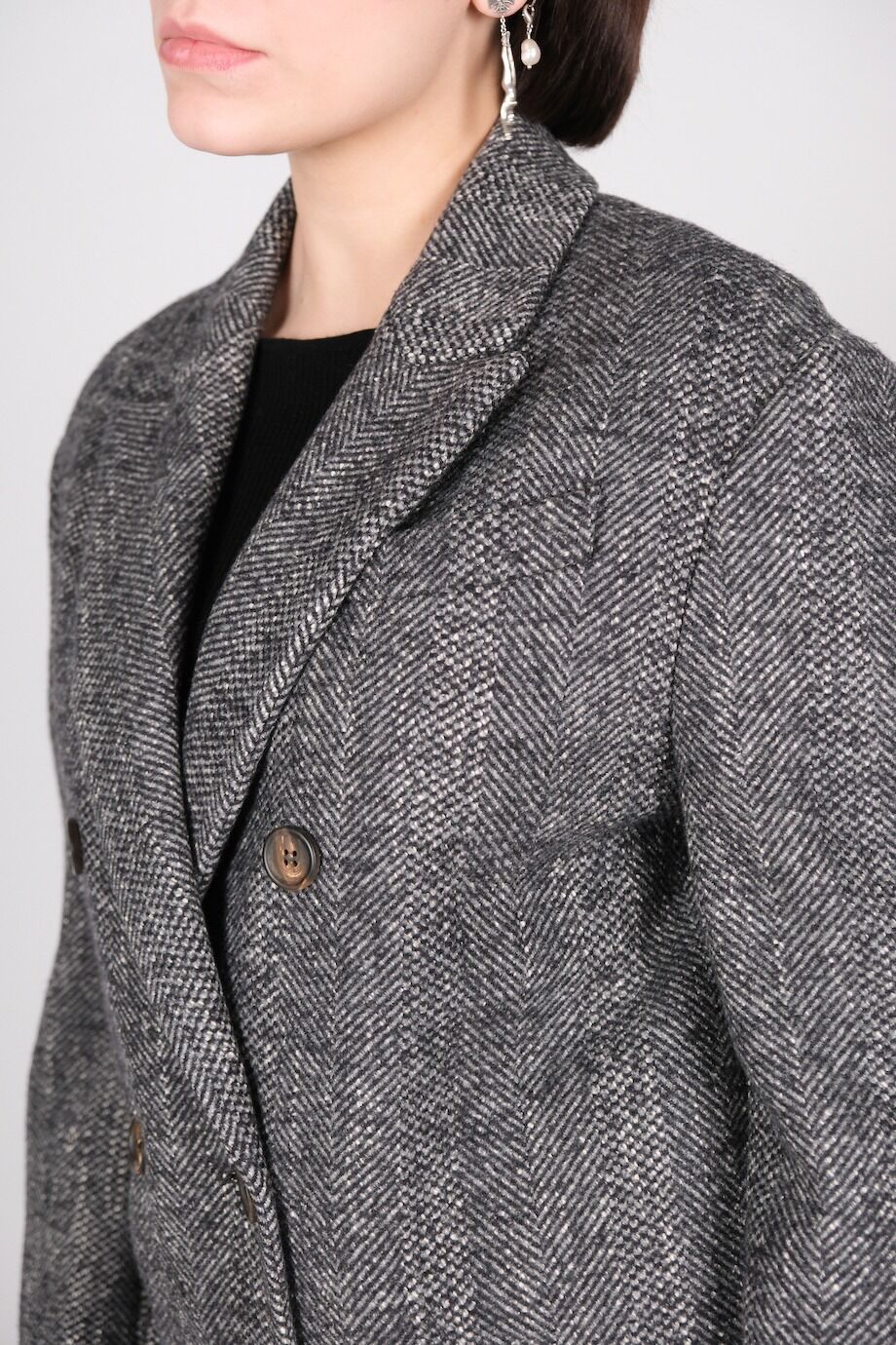 image 7 Двубортное пальто в елочку