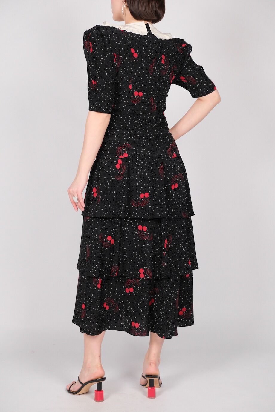 image 3 Шёлковое платье чёрного цвета с вишнями