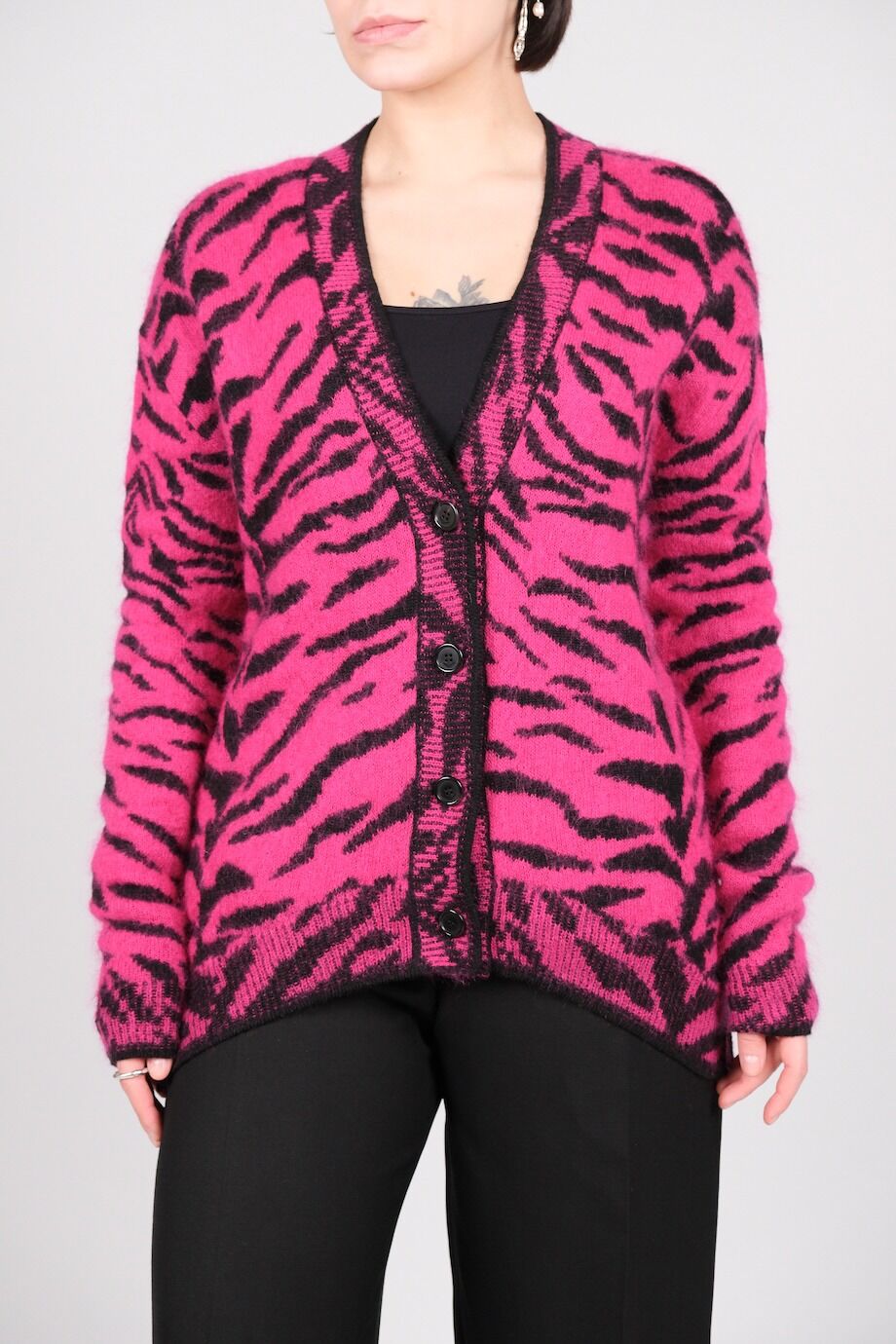 image 1 Кардиган цвета фуксии с анималистичным принтом