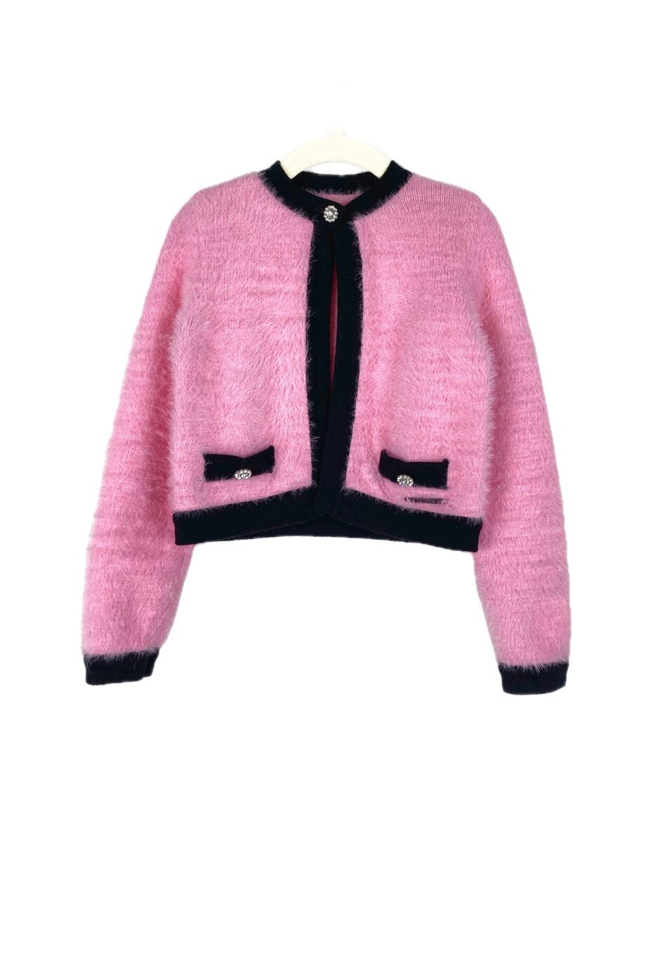 image 1 Детский кардиган розового цвета с черной окантовкой