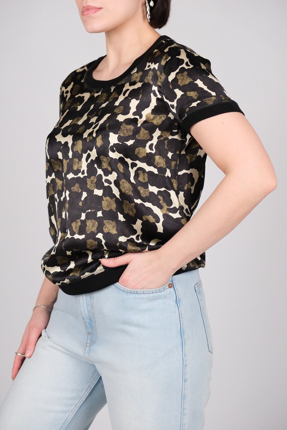 image 2 Шелковый топ зеленого цвета с принтом