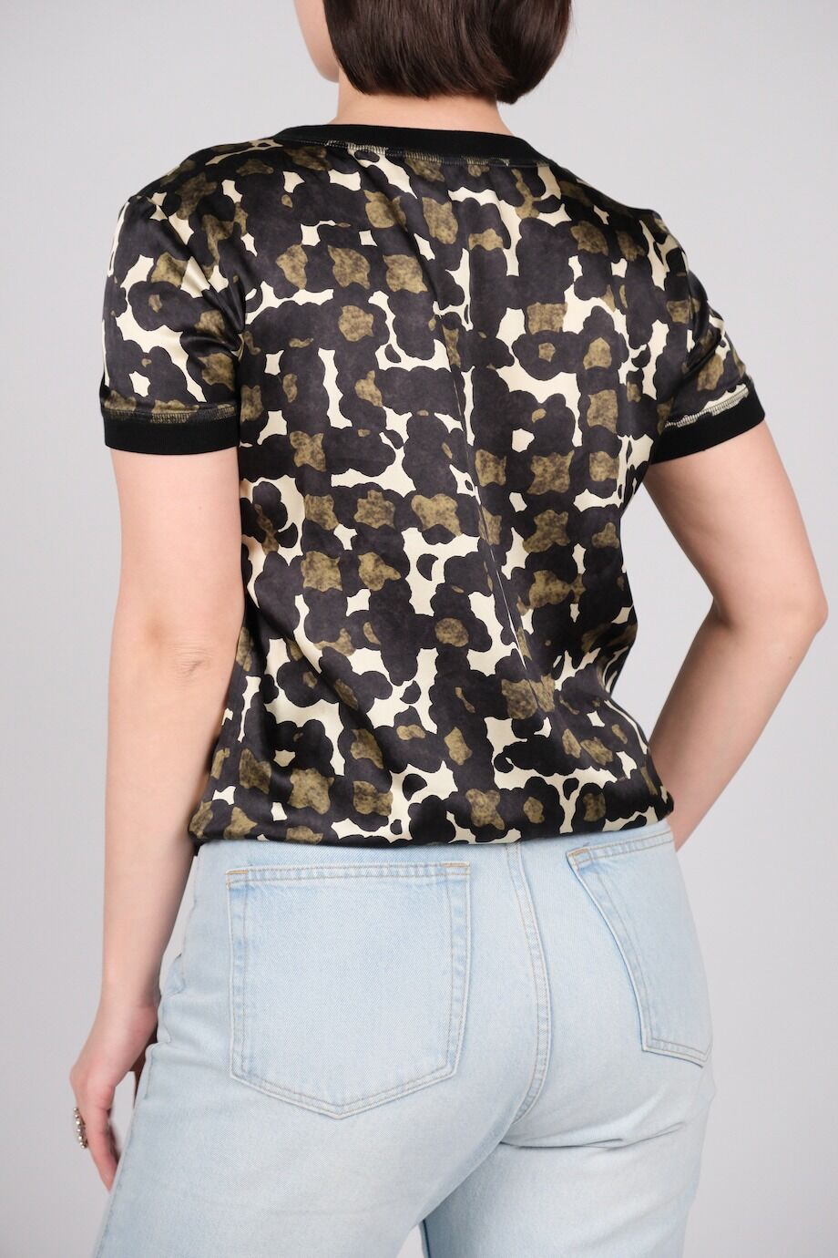 image 3 Шелковый топ зеленого цвета с принтом