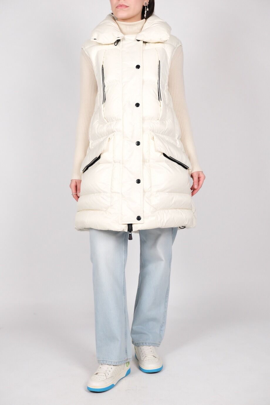 image 1 Удлиненный жилет молочного цвета