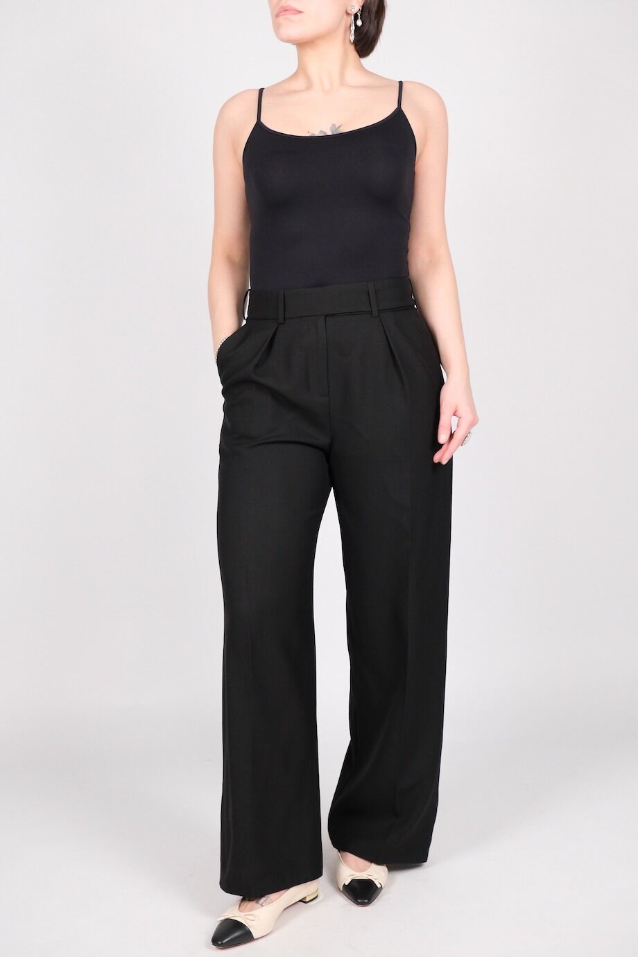 image 1 Брюки широкого кроя с лампасами черного цвета