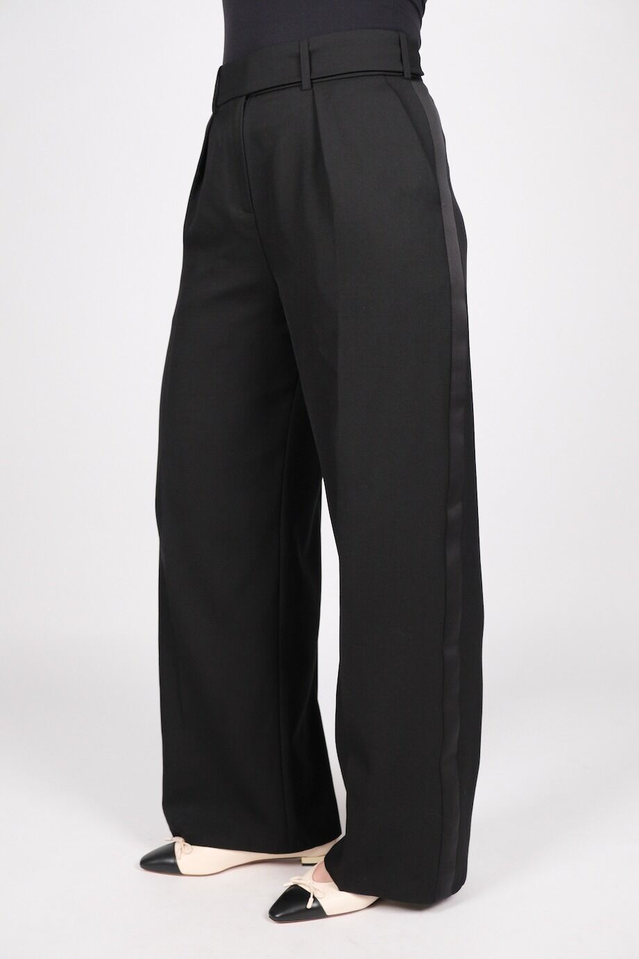 image 3 Брюки широкого кроя с лампасами черного цвета