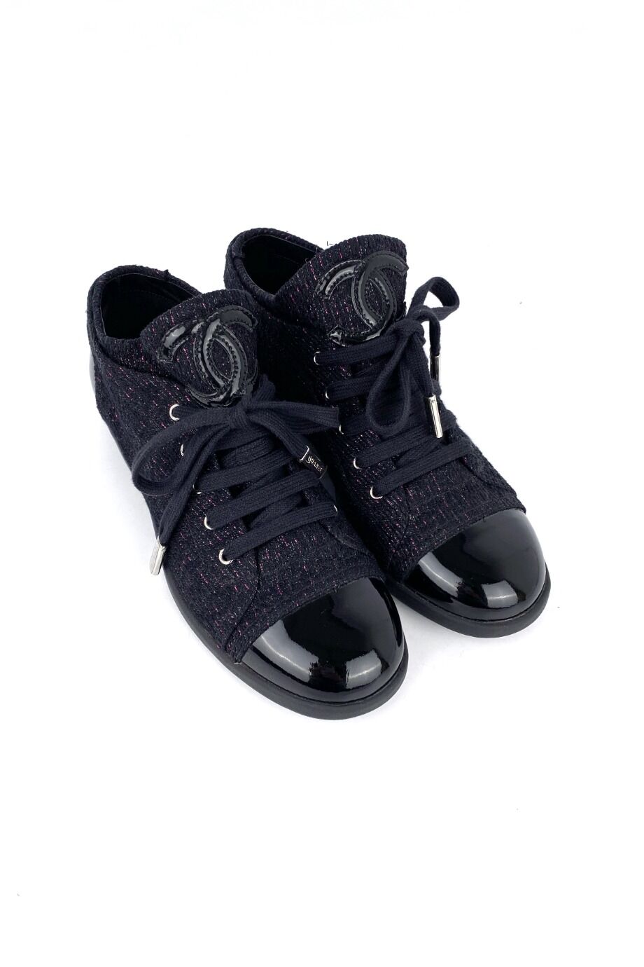 image 1 Кеды черного цвета из твида с лаковыми носиками