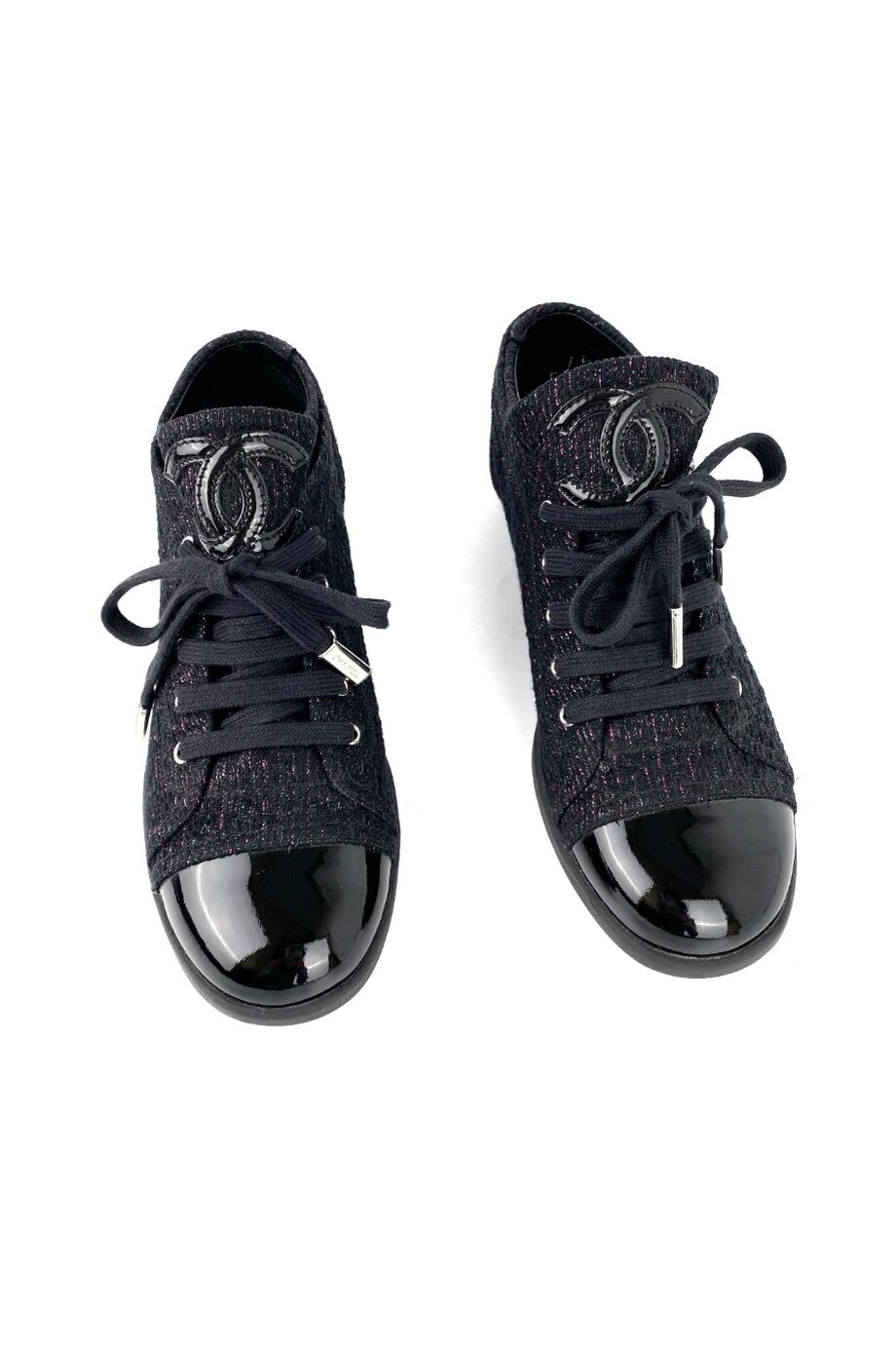 image 2 Кеды черного цвета из твида с лаковыми носиками