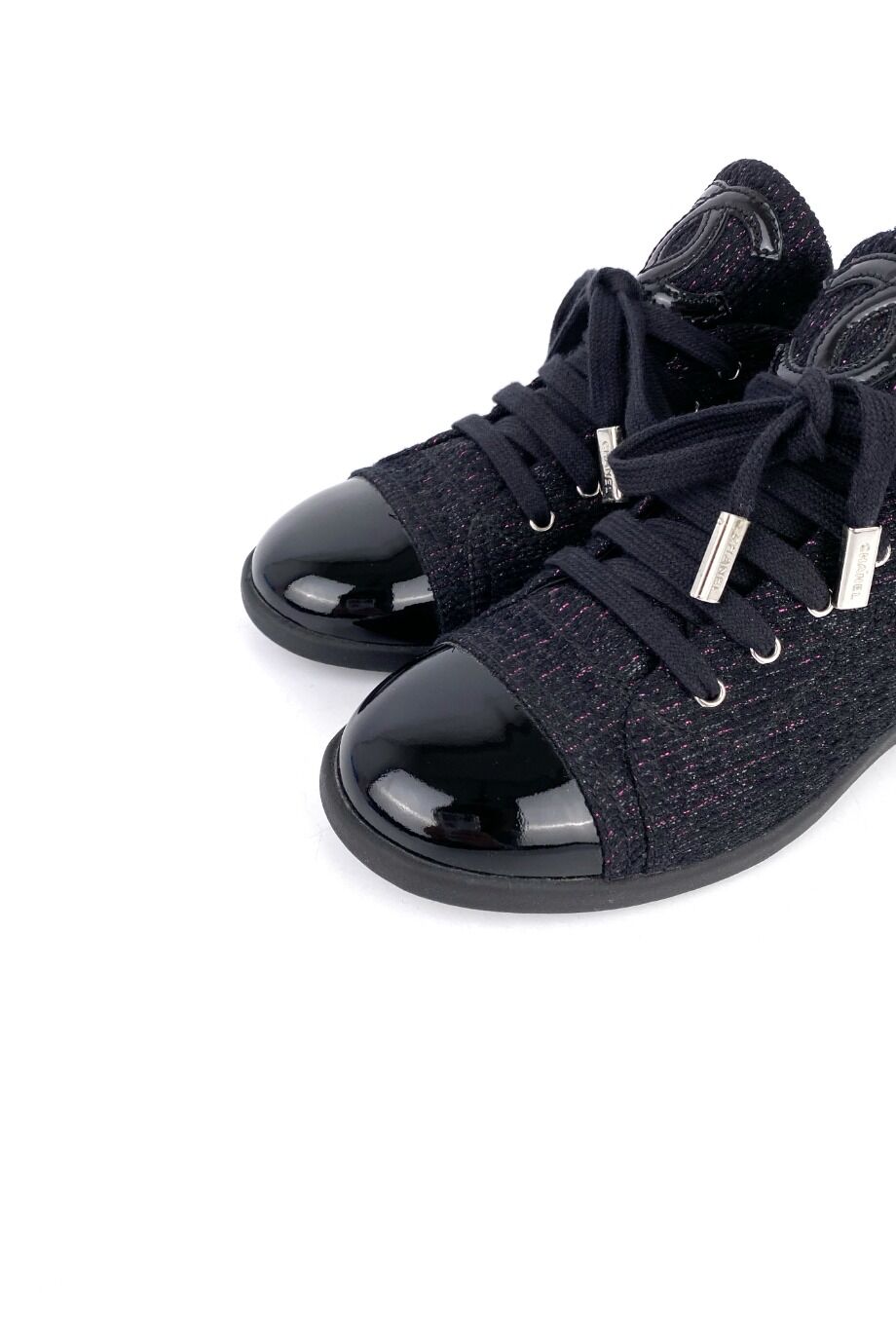 image 3 Кеды черного цвета из твида с лаковыми носиками