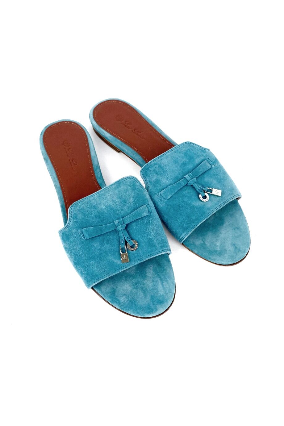 image 1 Замшевые шлепанцы бирюзового цвета