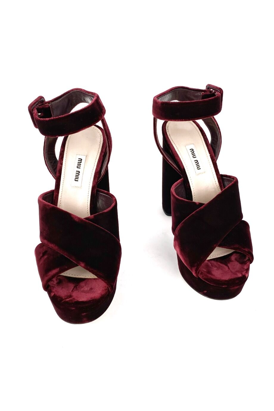 image 2 Велюровые босоножки на платформе винного цвета