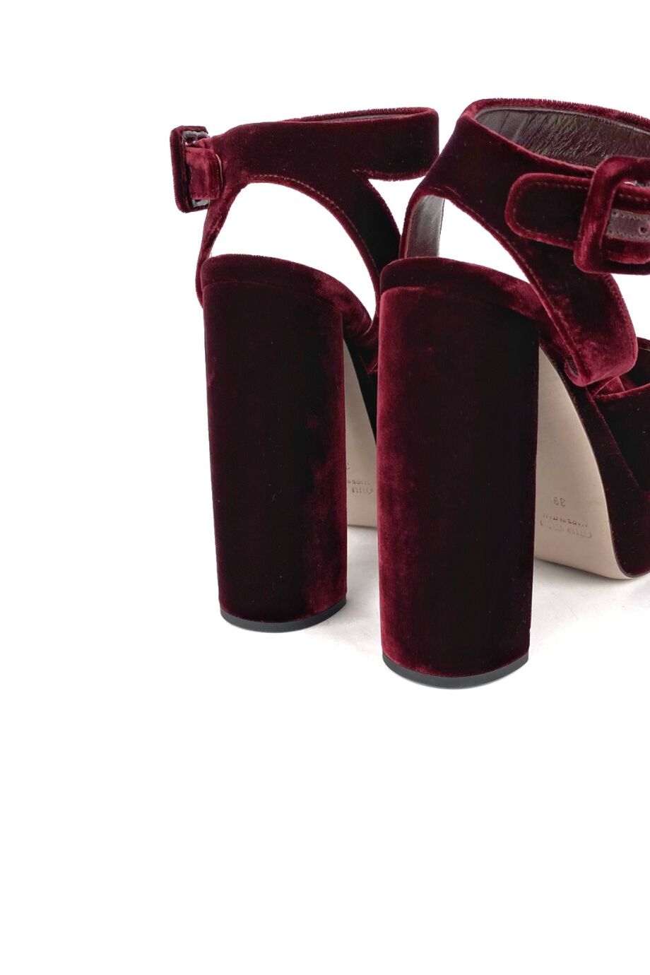 image 4 Велюровые босоножки на платформе винного цвета