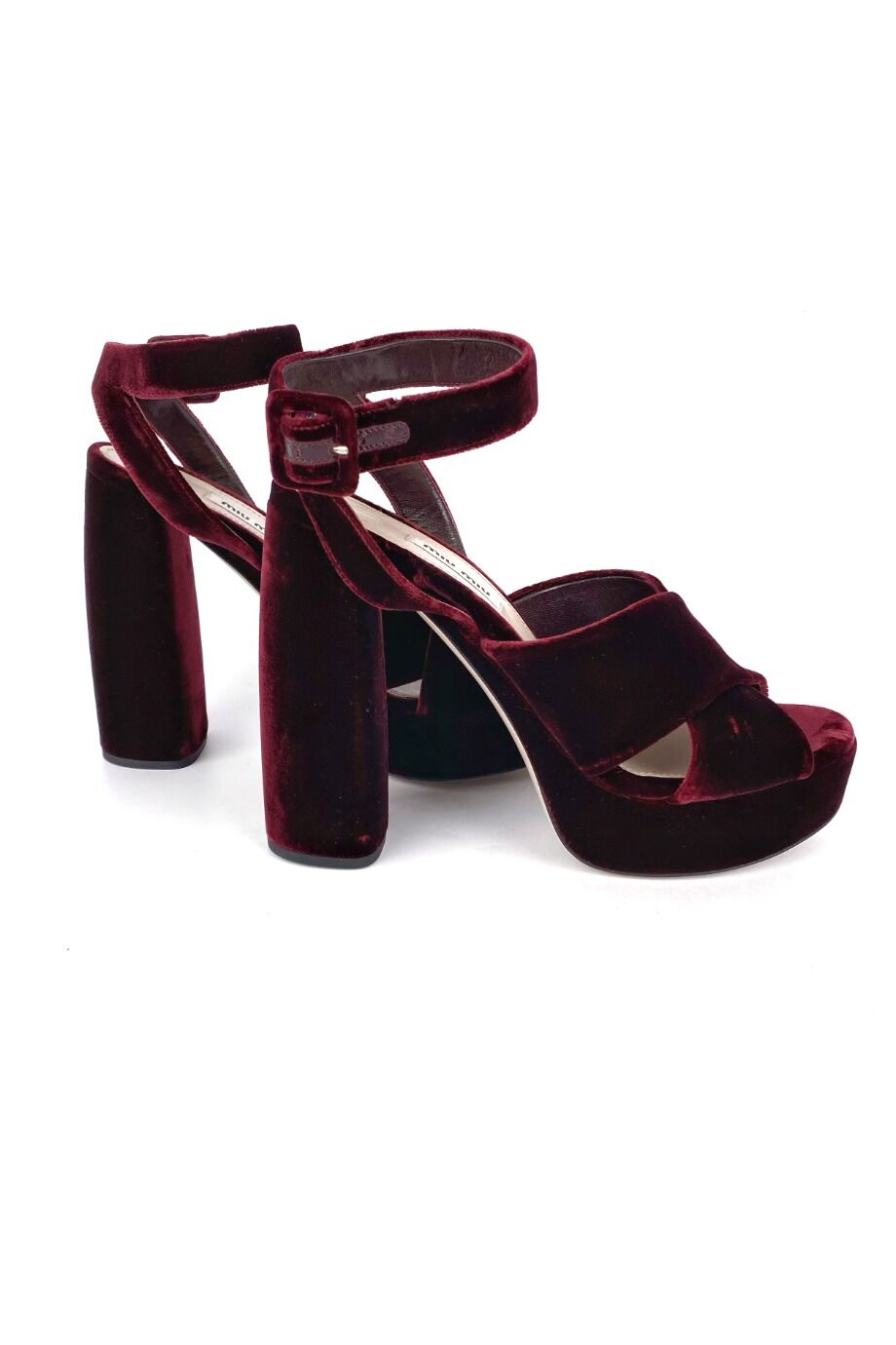 image 5 Велюровые босоножки на платформе винного цвета