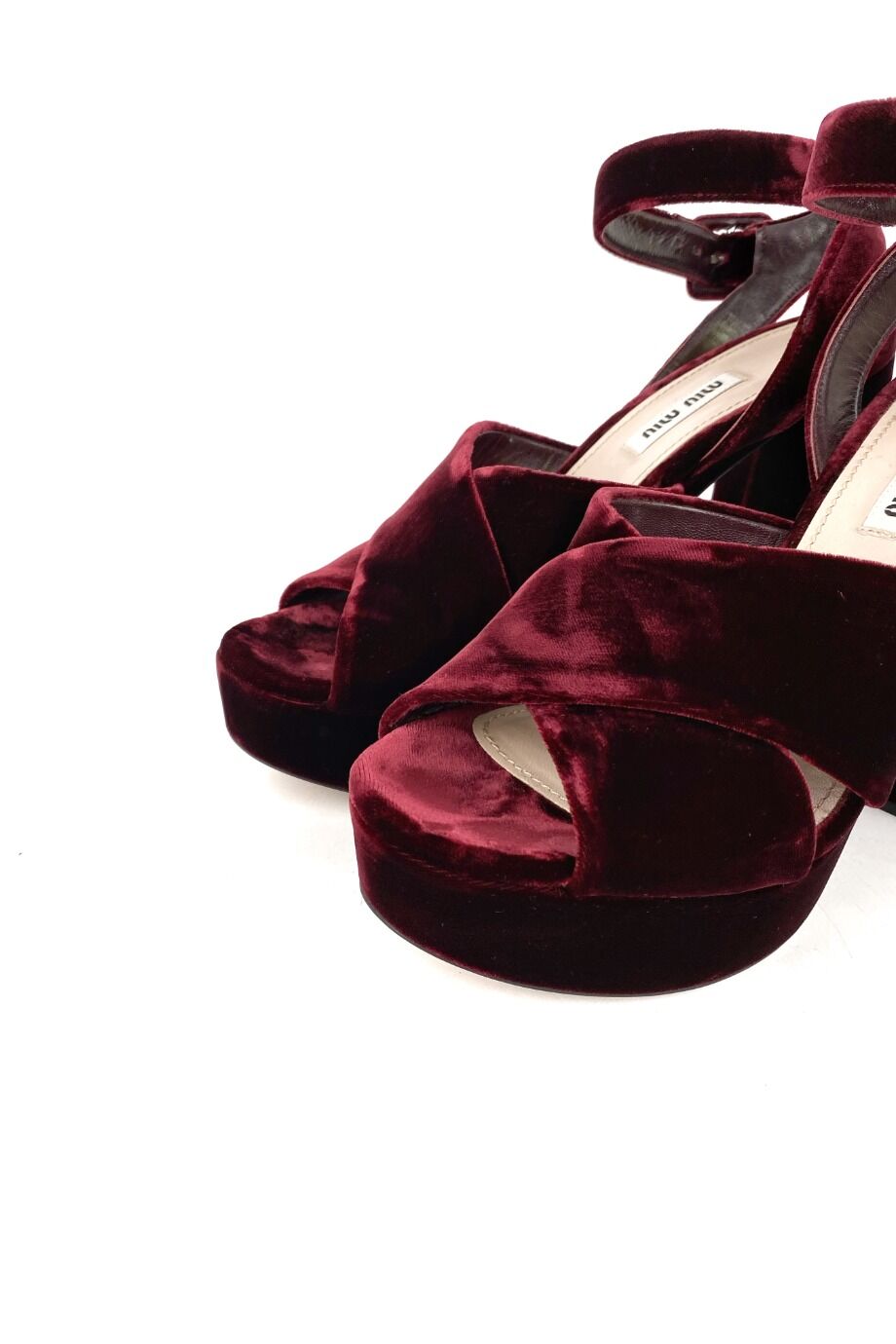 image 3 Велюровые босоножки на платформе винного цвета