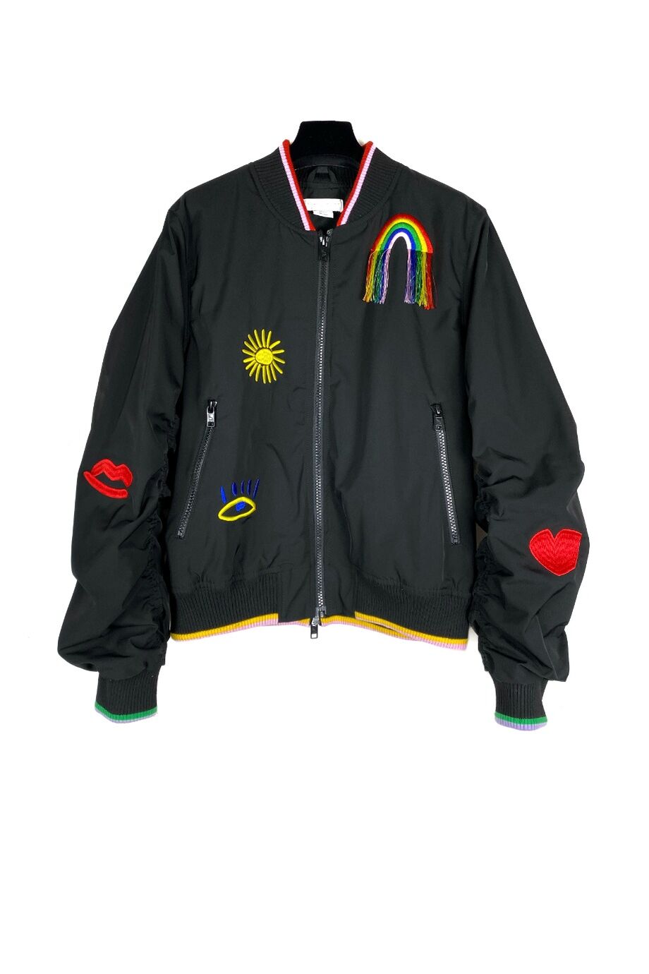 image 1 Детский бомбер черного цвета с вышивкой