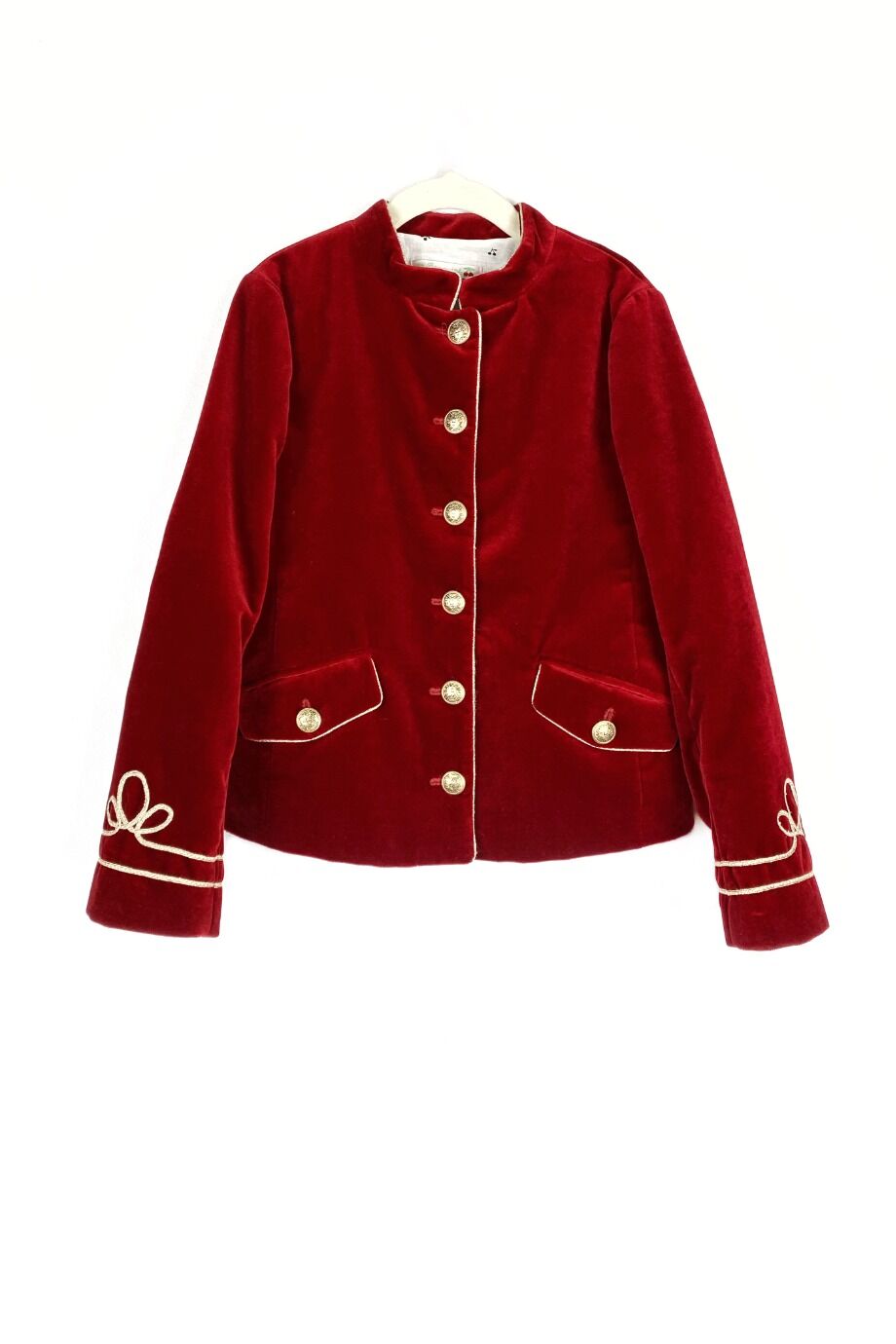 image 1 Детский велюровый жакет красного цвета с золотистой окантовкой
