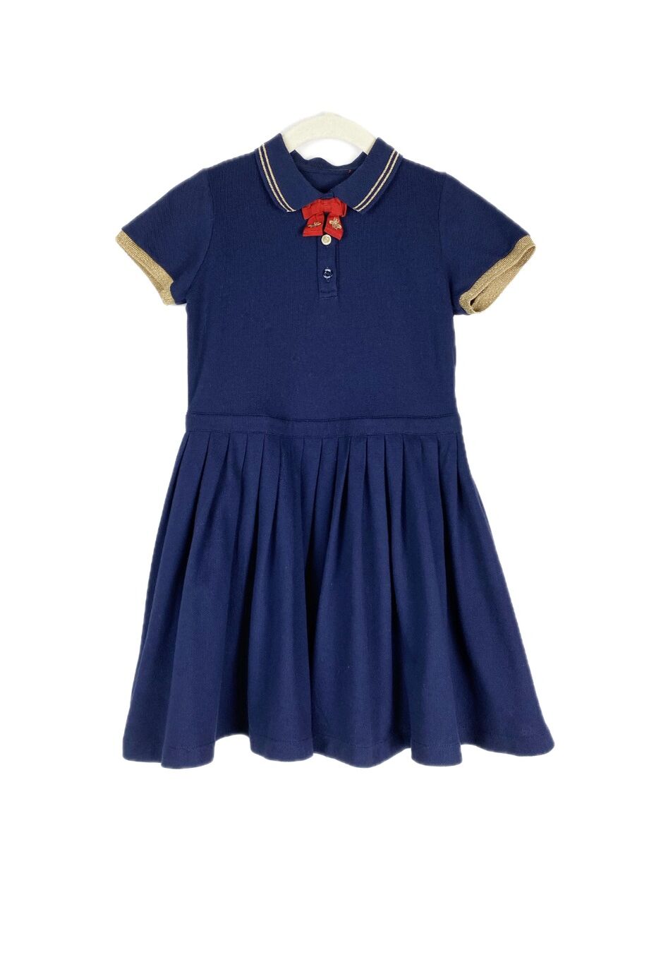 image 1 Детское платье синего цвета с красным бантиком