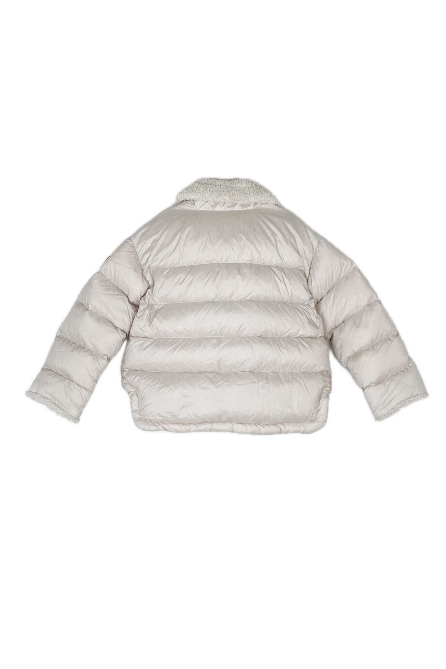 image 2 Детский пуховик бежевого цвета с меховой отделкой