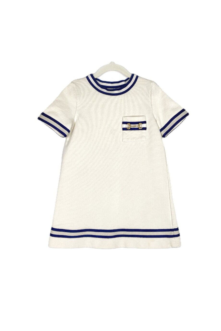 image 1 Детское платье молочного цвета с синими полосками