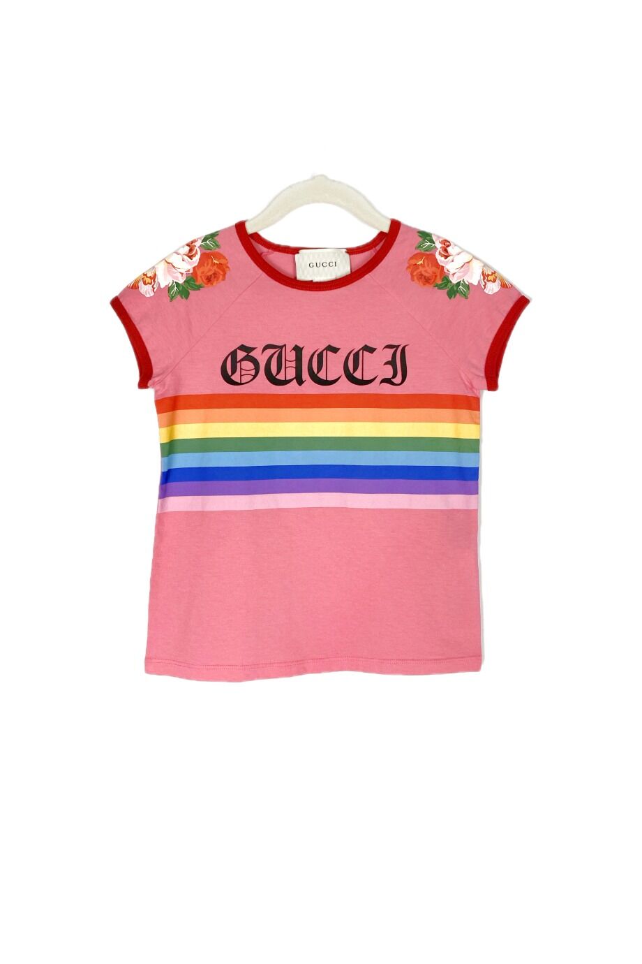 image 1 Детская футболка розового цвета с радугой