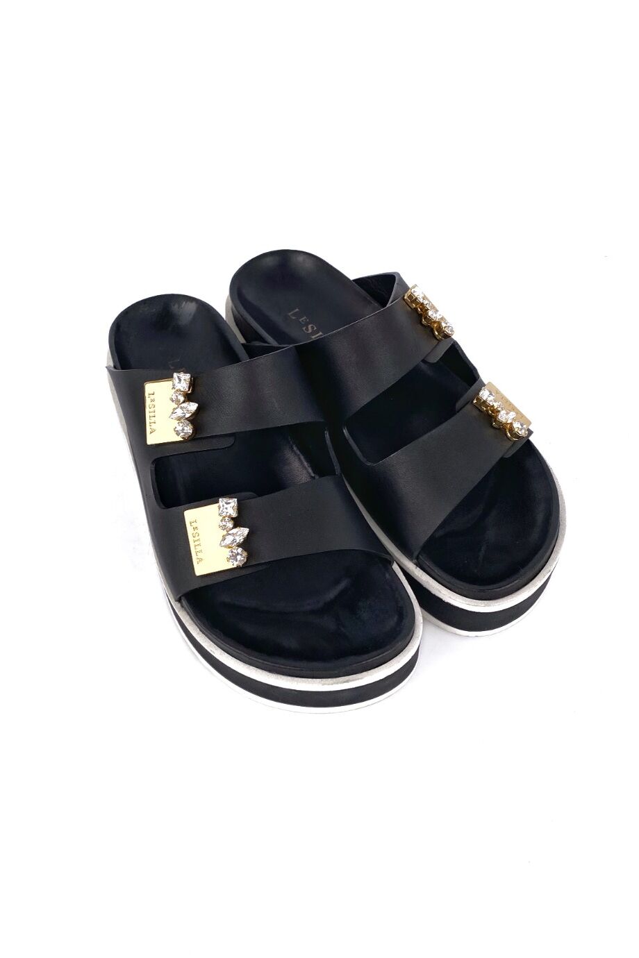 image 1 Шлепанцы черного цвета с декором из камней