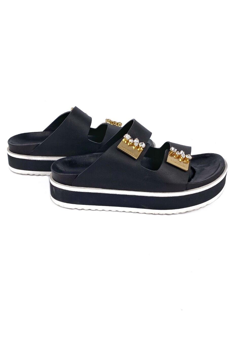 image 5 Шлепанцы черного цвета с декором из камней