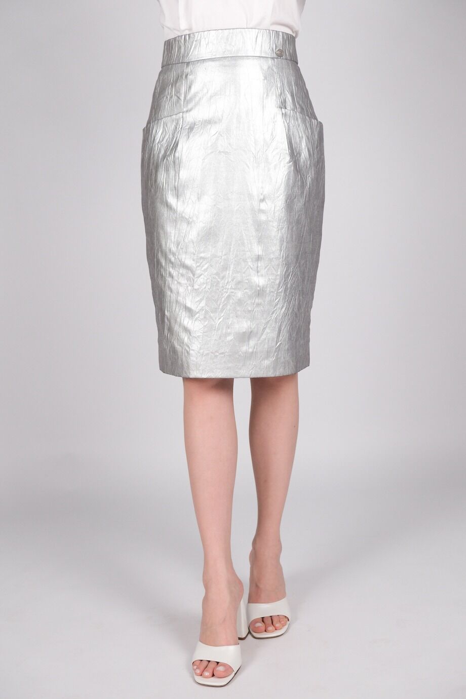 image 2 Кожаная юбка серебряного цвета
