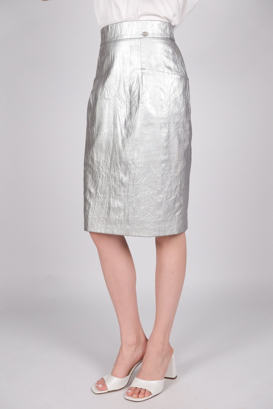 image 3 Кожаная юбка серебряного цвета