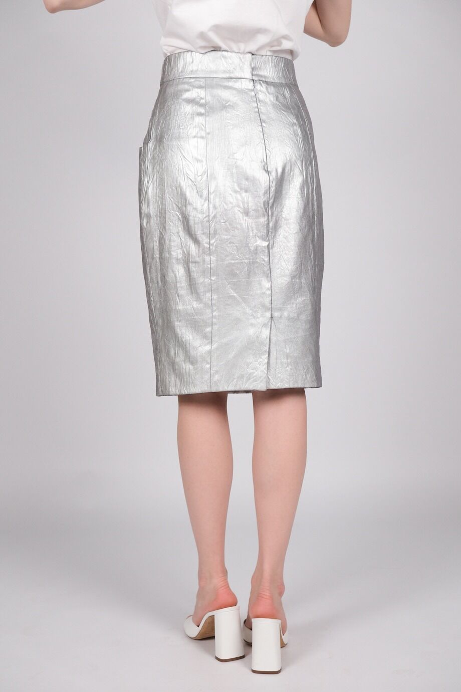 image 4 Кожаная юбка серебряного цвета