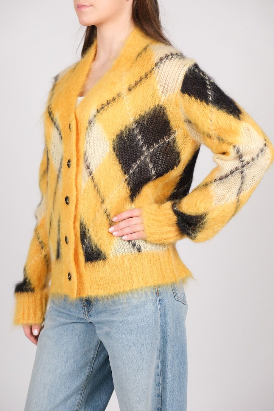 image 2 Кардиган жёлтого цвета с ромбами