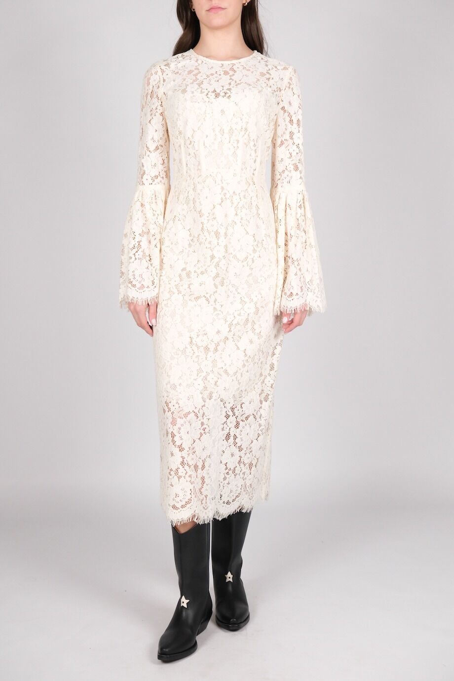 image 2 Платье из кружева кремового цвета