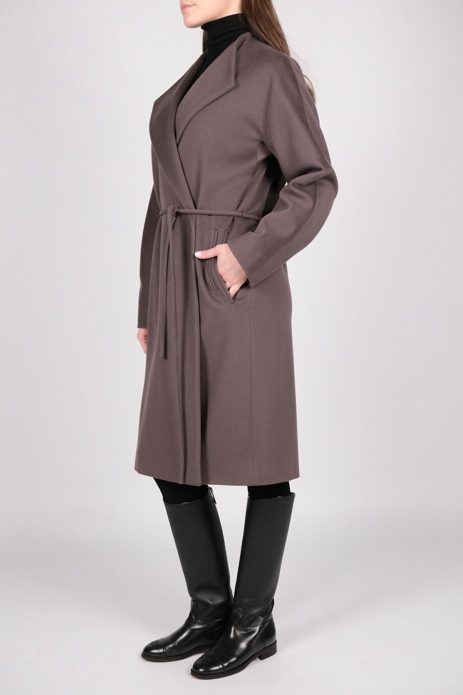 image 2 Пальто цвета мокко с поясом