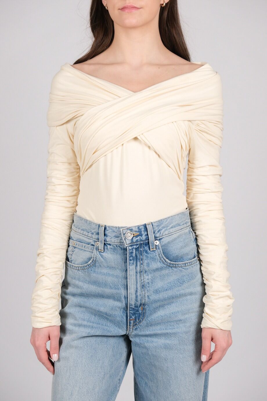 image 1 Боди молочного цвета с драпировкой