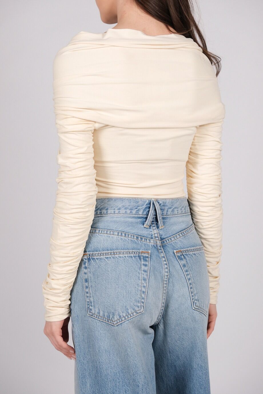 image 3 Боди молочного цвета с драпировкой