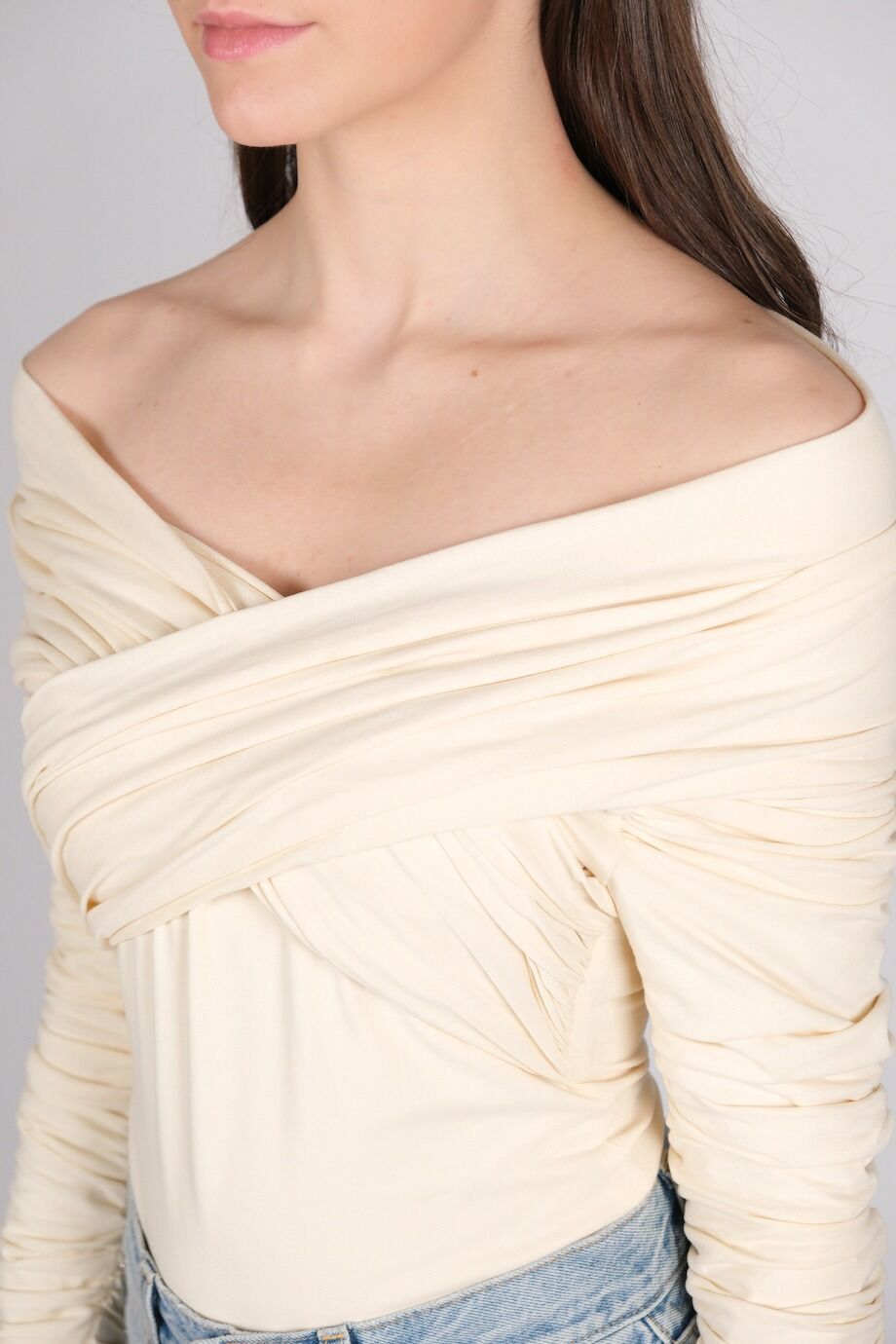 image 4 Боди молочного цвета с драпировкой